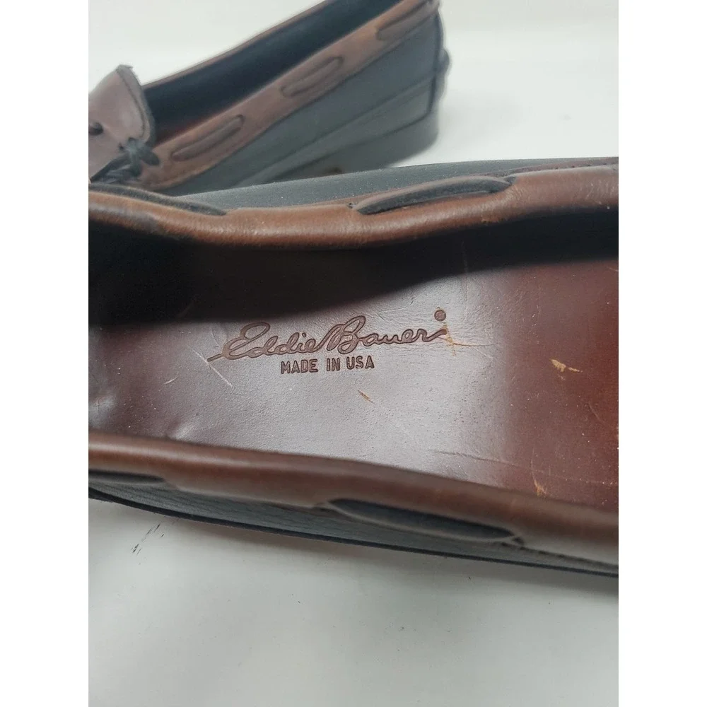 Eddie Bauer Leather Loafers Mens Tassel Black Brown Size 8